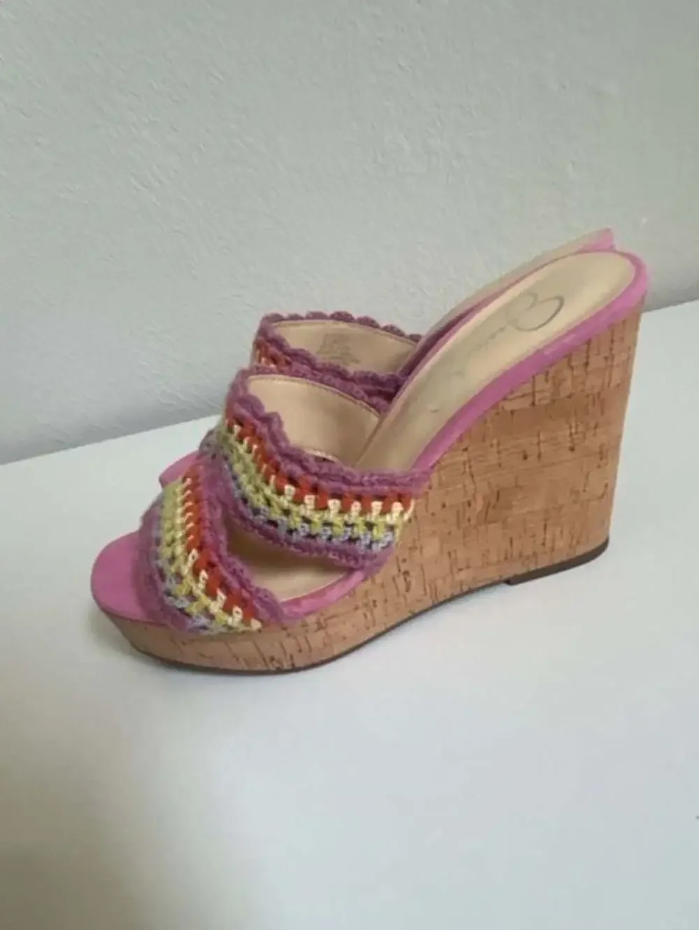 Jessica Simpson Women's Multi-Colored Crochet Knit Wedge Sandals